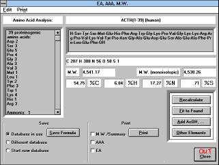 Figure 11: Screen Capture of 
Elemental Analysis Window