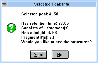 Screen Capture of Selected Peak Info Pop-up Window